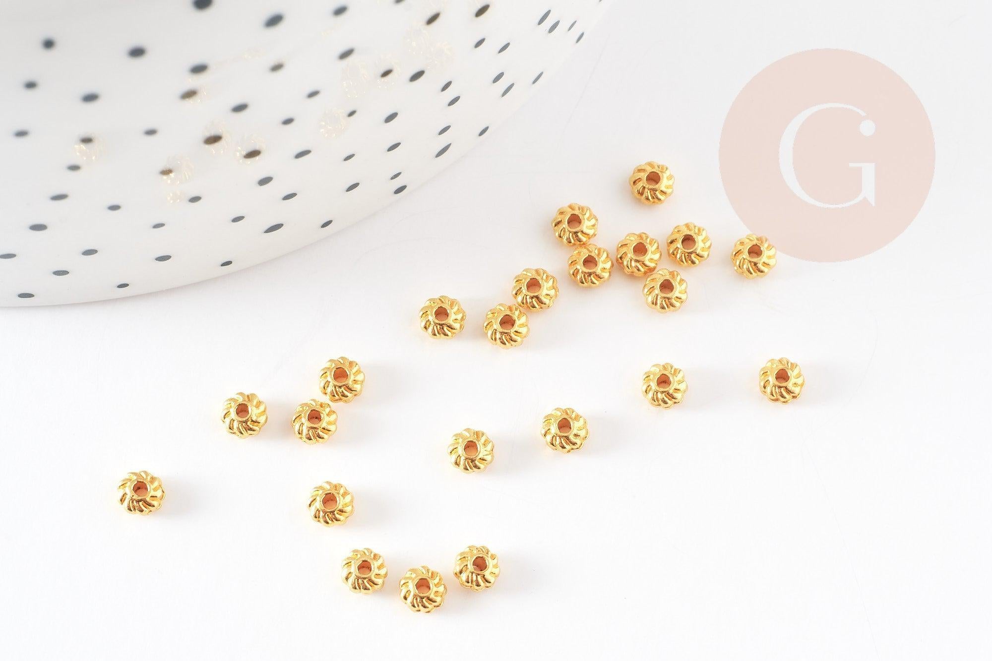 Rondelles laiton doré, perles dorées, perles intercalaires, Perle ,4mm, x 10Gr (G5598)