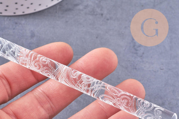 Rouleau de texture acrylique motif vagues pour pâte polymère 165x0.95mm, x1 (G10681)