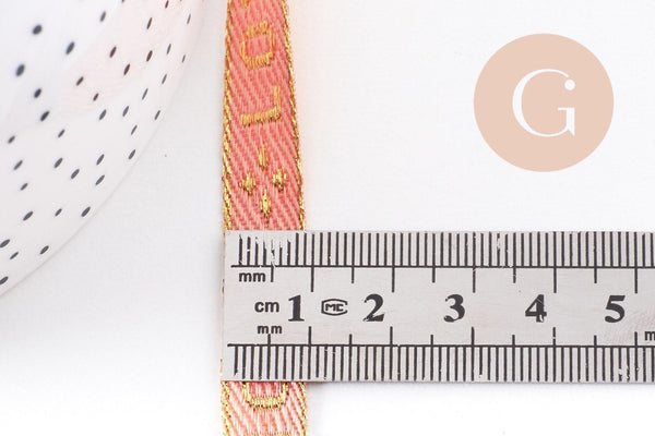 Ruban brodé texte coeurs 10mm, x1 mètre (G10269)