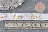 White gold elastic ribbon LOVE EFJF, EVJF bracelet, wedding ribbon, scrapbooking, 16mm, x1 or x5 or x10 meters (G4001)