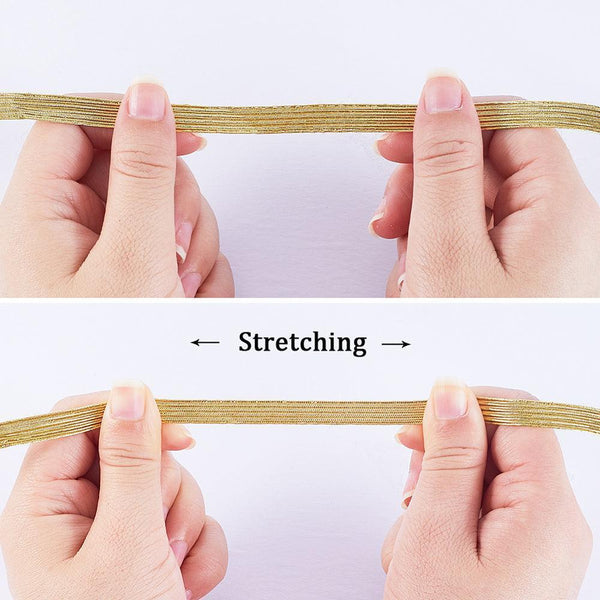 Ruban élastique doré ou argenté nylon 0.7mm, x1 mètre (G10336)