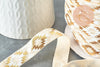 Ruban élastique motif Aztèque écru or EFJF,bracelet EVJF,ruban mariage,scrapbooking,16mm,1 mètre (G1887)