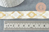 Ruban élastique motif Aztèque écru or EFJF,bracelet EVJF,ruban mariage,scrapbooking,16mm,1 mètre (G1887)