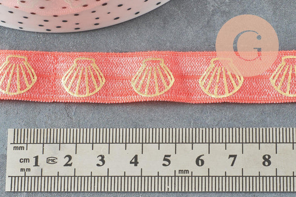 Ruban élastique orange corail or coquilage EFJF 16mm,bracelet EVJF,ruban mariage, x1 mètre (G4899)