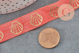 Ruban élastique orange corail or coquillage EFJF 16mm, x1 mètre (G4899)