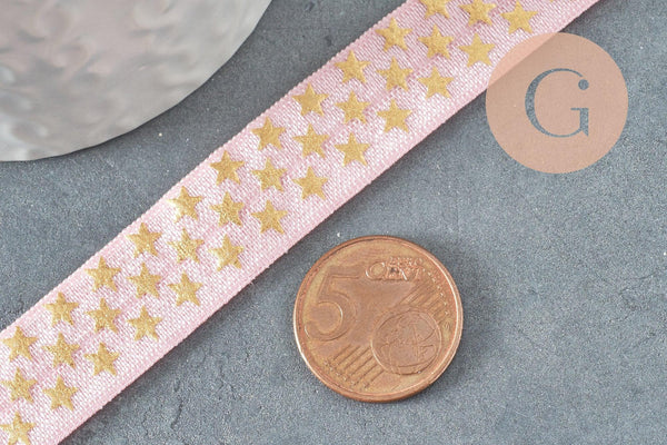 Ruban élastique rose étoile or EFJF, bracelet EVJF,16mm, 1/5/10 Mètres G8240