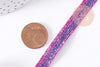 Ruban plat à paillettes polyester nylon violet 9.5~10mm , fabrication bijoux, X 1Mètre G8908