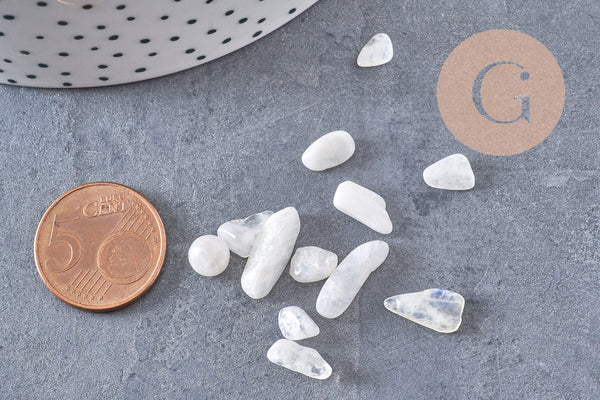 Sable chips pierre de lune naturelle 6-18.5mm, x20gr (G5775)