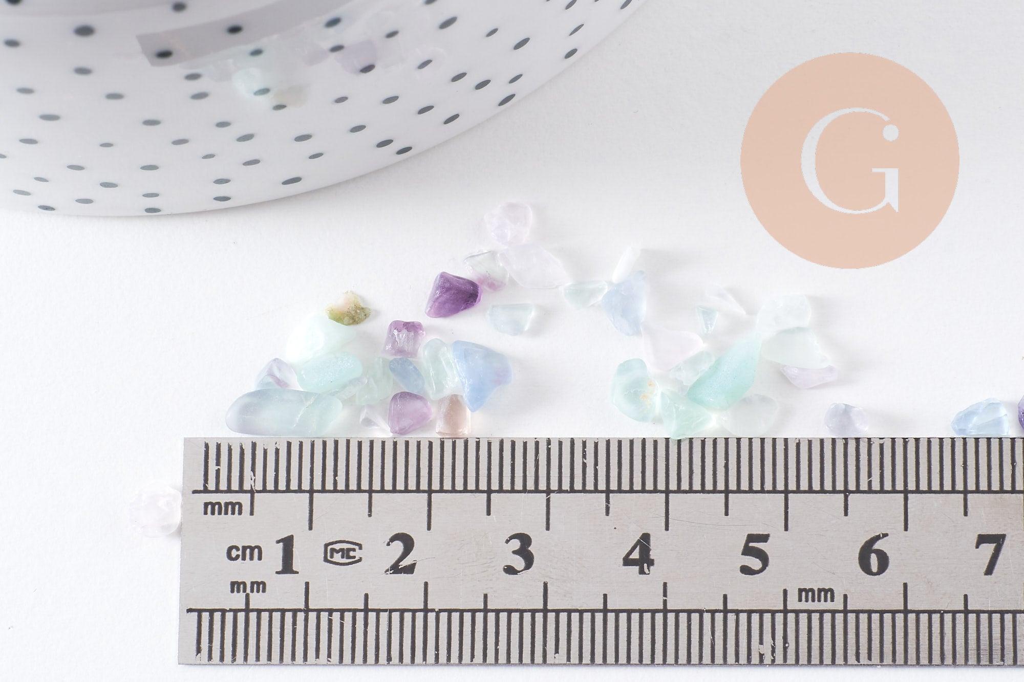Sable chips pierre fluorite naturelle 3~10mm non percé, x20gr (G0233)