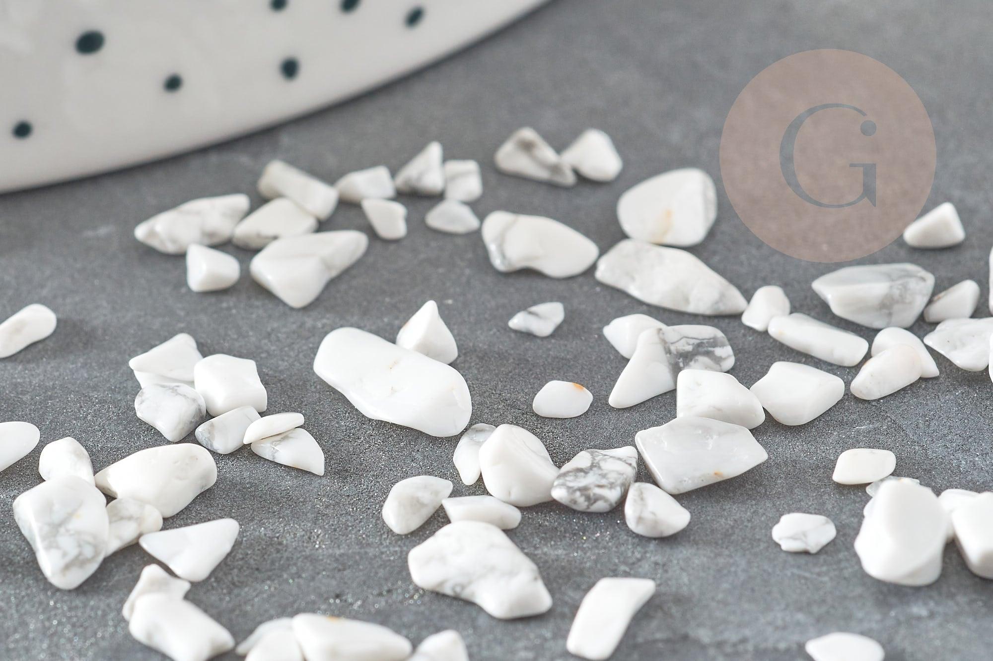 Sable chips pierre howlite blanche naturelle non percé, x20gr (G7669)