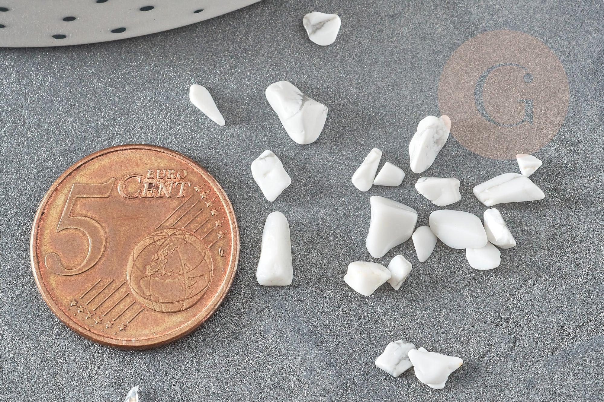 Sable chips pierre howlite blanche naturelle non percé, x20gr (G7669)