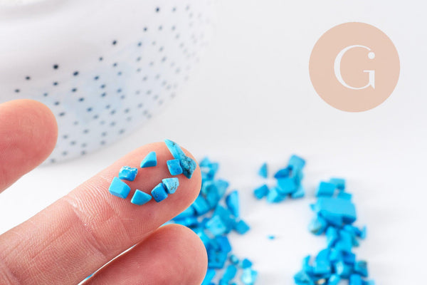 Sable chips pierre howlite turquoise 3~5mm non percé, x20gr (G0259)