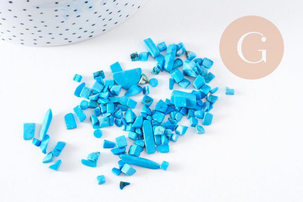 Sable chips pierre howlite turquoise 3~5mm non percé, x20gr (G0259)
