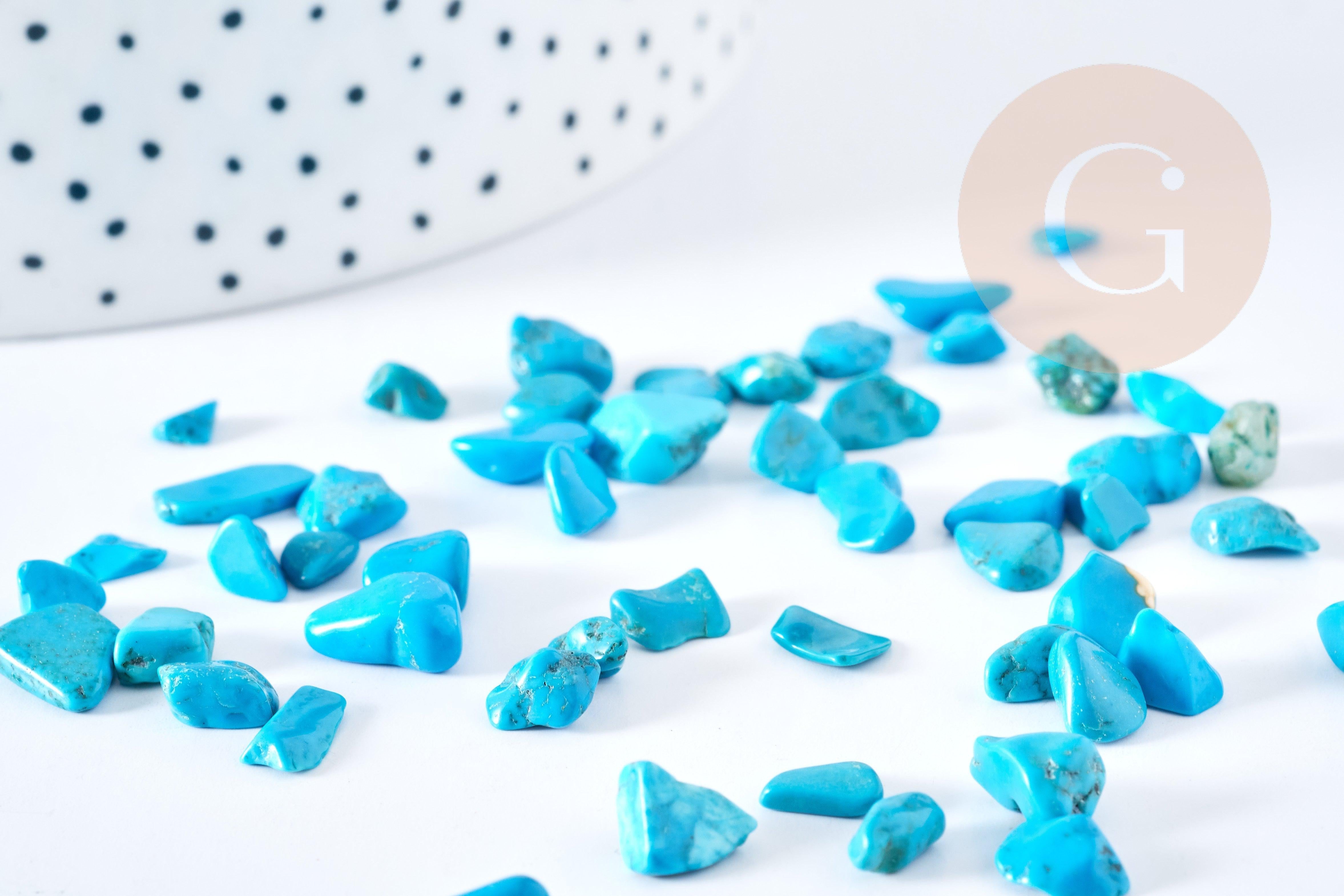 Sable chips pierre howlite turquoise naturel 5-10mm non percé, x20gr (G8692)