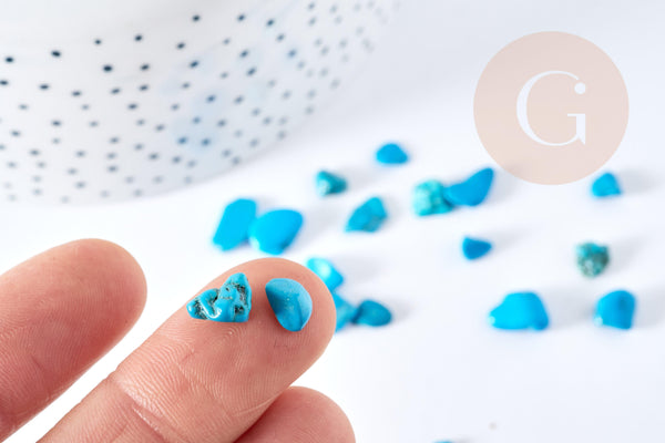 Sable chips pierre howlite turquoise naturel 5-10mm non percé, x20gr (G8692)