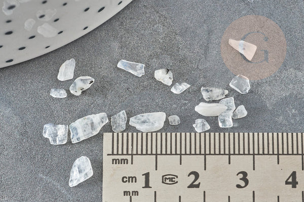 Sable chips pierre quartz blanc naturel 0.5-11.5mm non percé, x20gr (G3500)