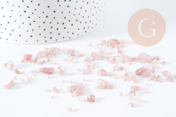 Sable chips pierre quartz fraise naturel 2-15mm non percé, x20gr (G8945)