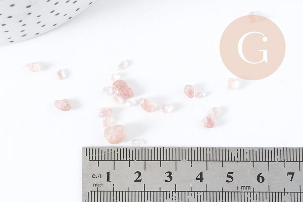 Sable chips pierre quartz fraise naturel 2-15mm non percé, x20gr (G8945)