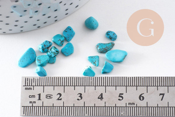 Sable chips pierre turquoise naturelle non percé, pépites (5-8mm) x20gr (G0237)