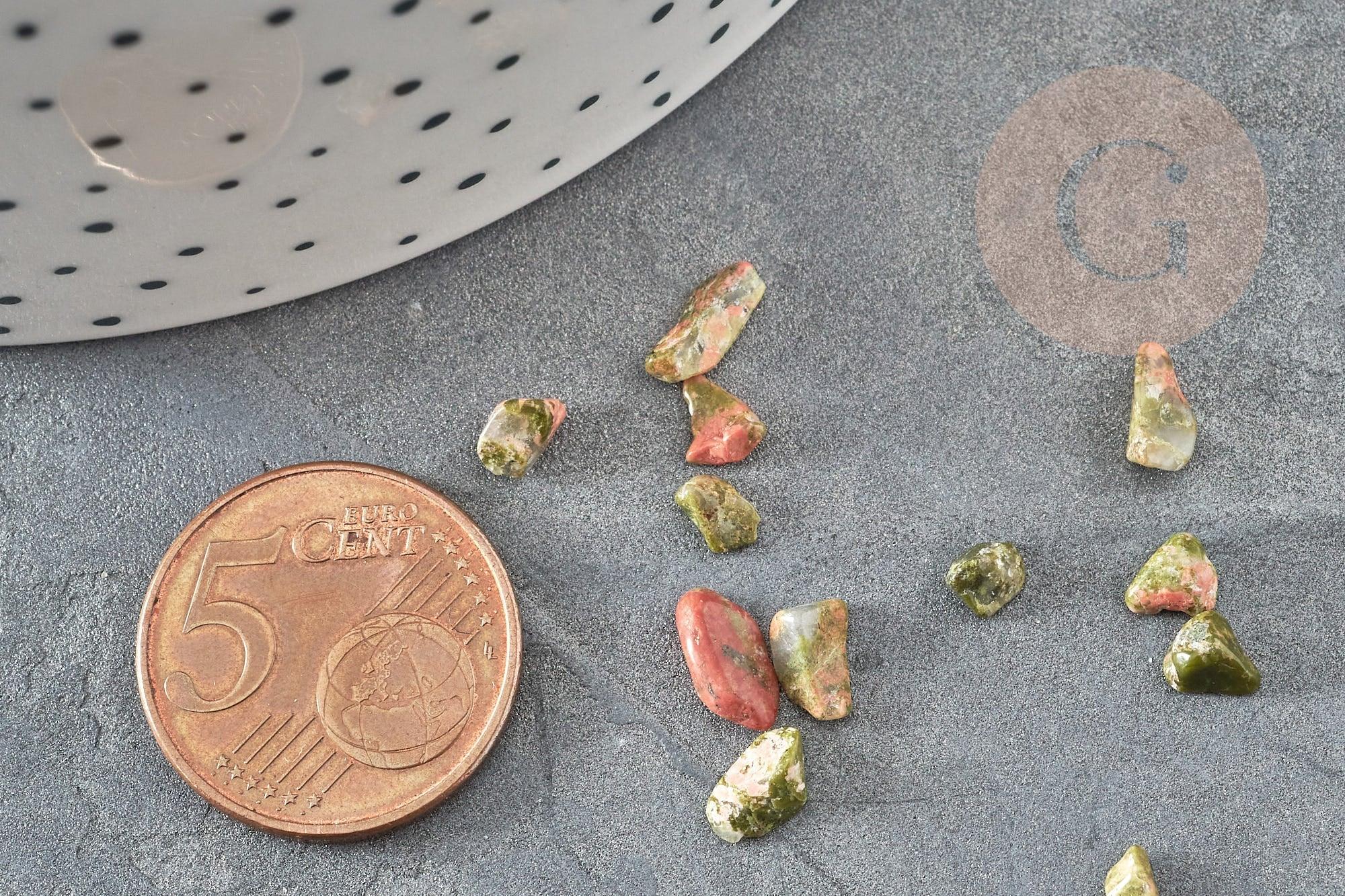 Sable chips pierre unakite Naturelle 2-8mm non percé, x20gr (G2810)