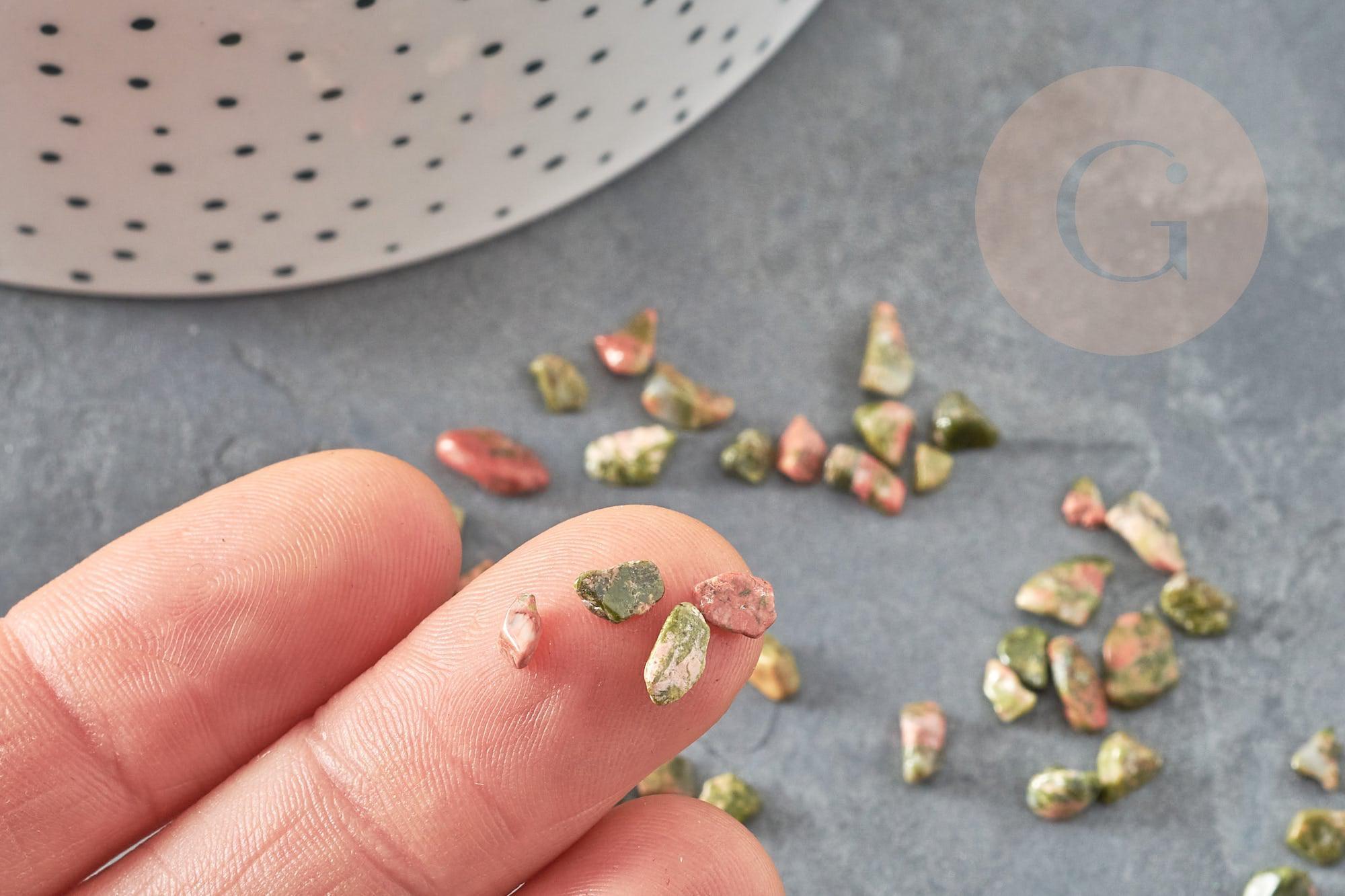 Sable chips pierre unakite Naturelle 2-8mm non percé, x20gr (G2810)