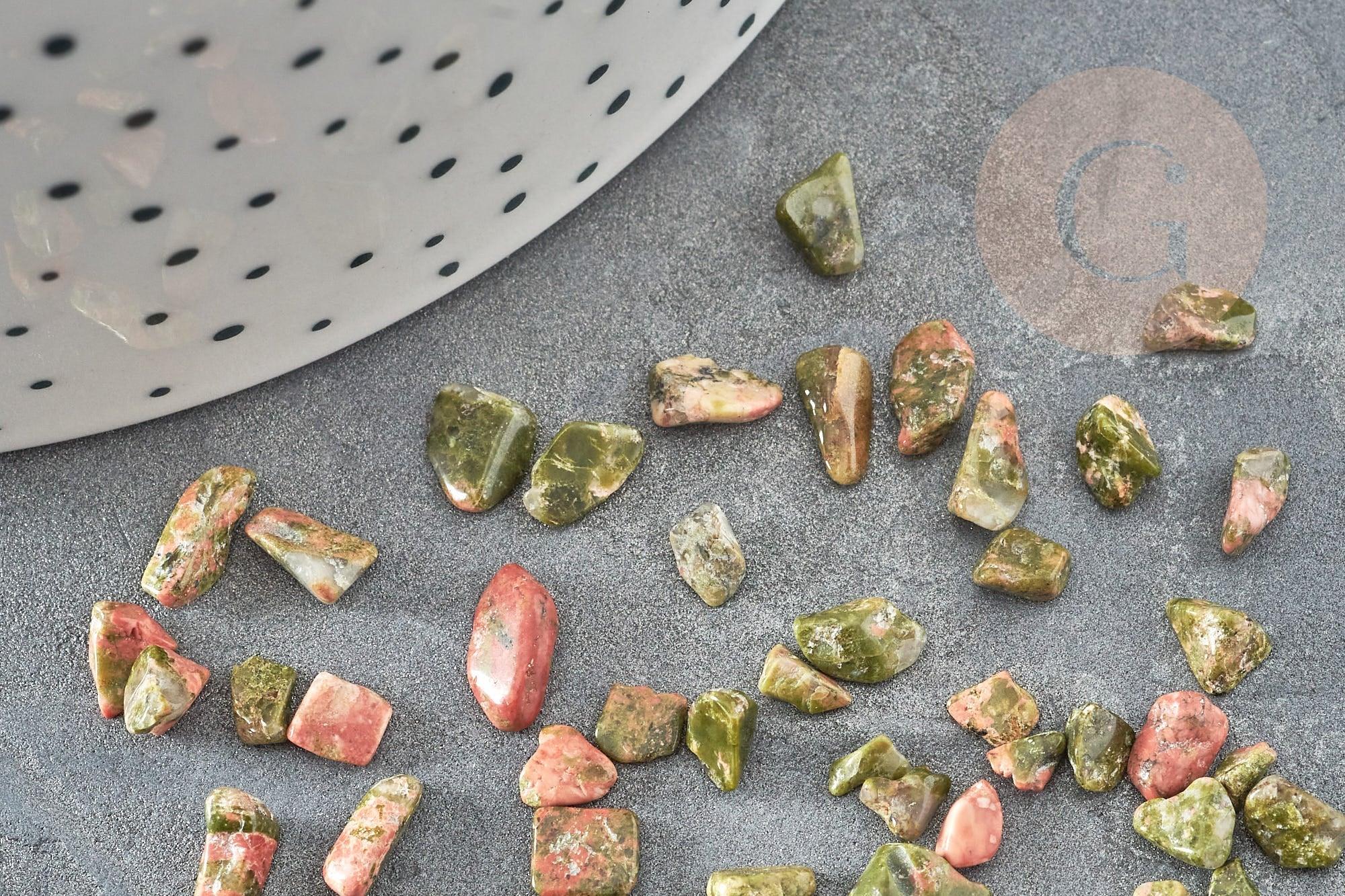 Sable chips pierre unakite Naturelle 2-8mm non percé, x20gr (G2810)