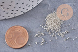 Sable chips verre blanc argent chips mineral 0.6mm non percé, x10gr (G1462)
