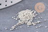 Sable chips verre blanc argent chips mineral 0.6mm non percé, x10gr (G1462)