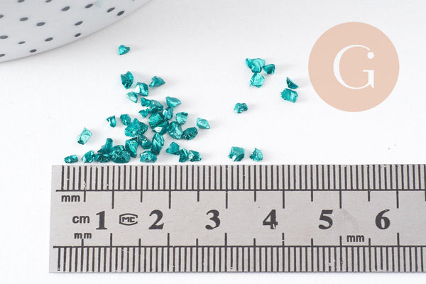 Sable chips verre bleu 1.5~2mm non percé, x10gr (G5043)