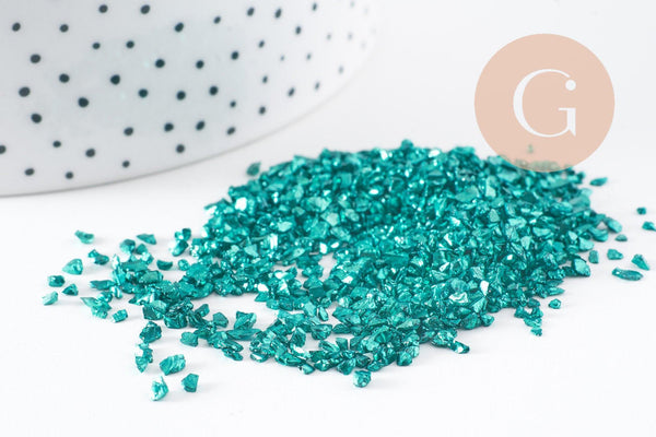 Sable chips verre bleu 1.5~2mm non percé, x10gr (G5043)