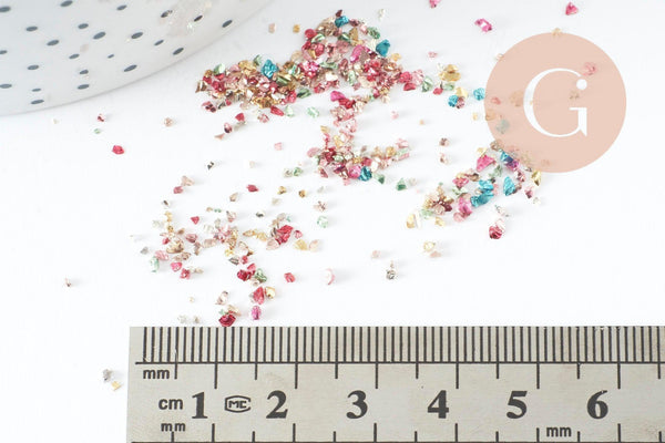 Sable chips verre coloré métallisé 1-3mm non percé, x10gr (G9426)