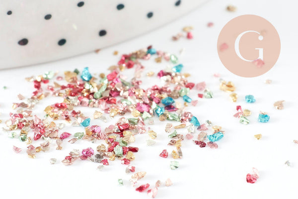 Sable chips verre coloré métallisé 1-3mm non percé, x10gr (G9426)