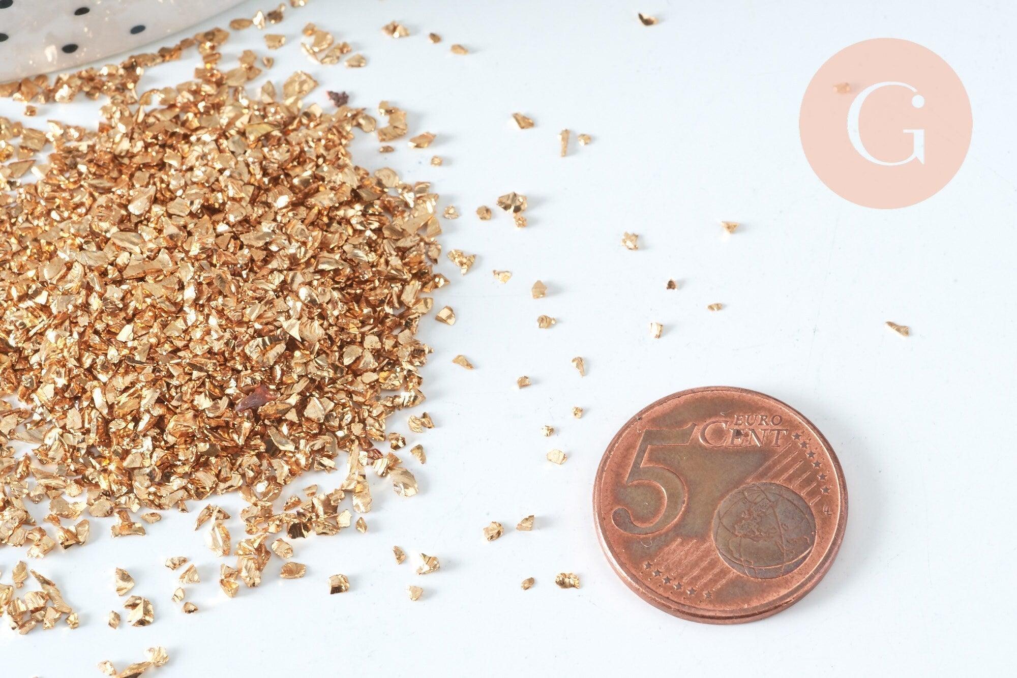 Sable chips verre rose beige métallisé 2-7mm non percé, x10gr (G1461)