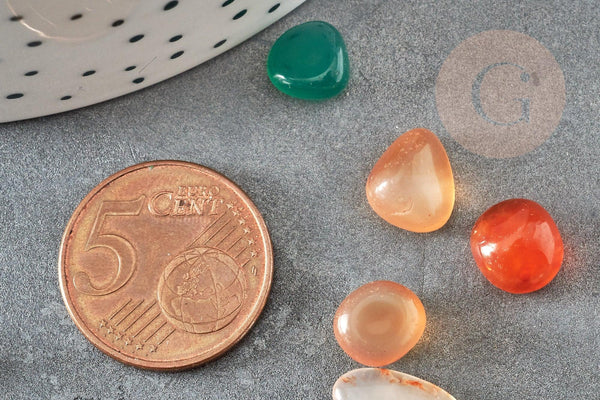 Sable pierre agate naturelle multicolore brute roulée 4~10mm non percé, x20gr (G1528)