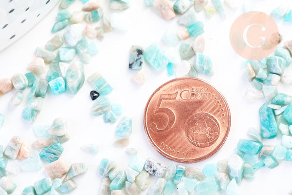 Sable pierre amazonite bleue verte naturelle brute roulée 2-12mm, x20gr (G5785)