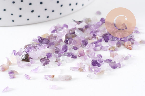 Sable pierre améthyste violette naturelle brute roulée 3-9mm non percé, x20gr (G5171)