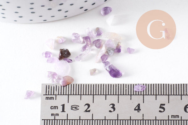 Sable pierre améthyste violette naturelle brute roulée 3-9mm non percé, x20gr (G5171)