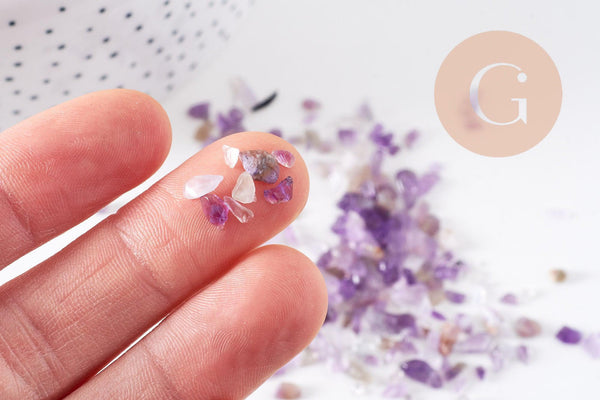 Sable pierre améthyste violette naturelle brute roulée 3-9mm non percé, x20gr (G5171)