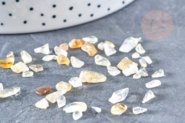 Sable pierre chips citrine jaune chauffée non percé, x20gr (G8534)