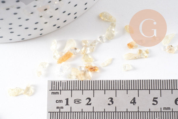 Sable pierre chips citrine jaune naturelle chauffée 3mm non percé, x20gr (G0248)