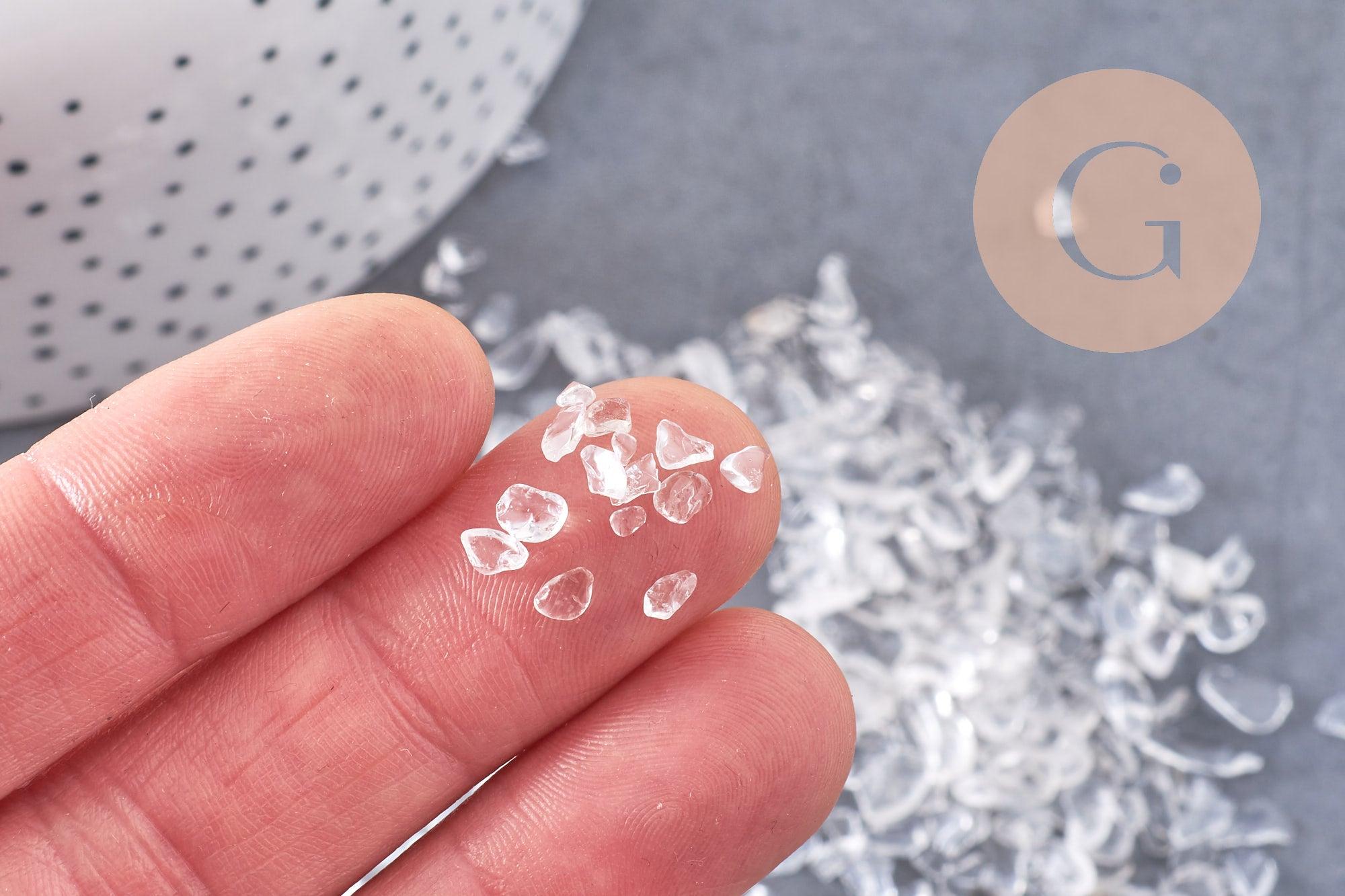 Sable pierre chips quartz cristal naturel 2~8mm non percé, x20gr (G0226)