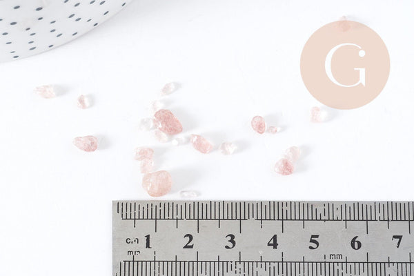 Sable pierre chips quartz fraise naturel 2-15mm non percé, x20gr (G0401)