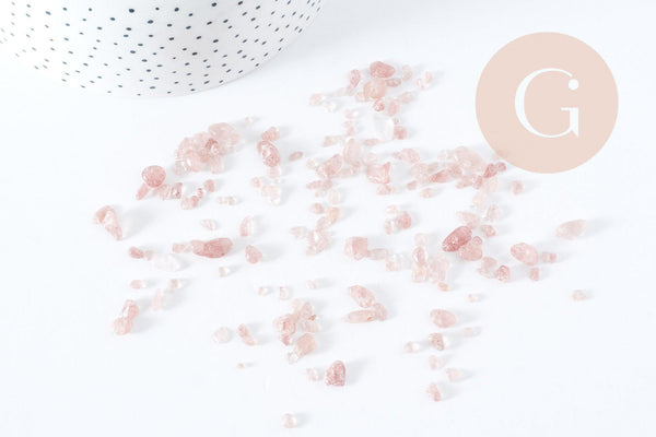 Sable pierre chips quartz fraise naturel 2-15mm non percé, x20gr (G0401)