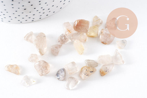 Sable pierre chips quartz rutile naturel 2~7mm non percé, x20 grammes (G0400)