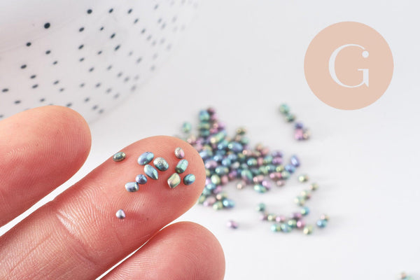 Sable verre gris irisé chips mineral 1~4mm non percé, x10gr (G1116)