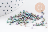 Sable verre gris irisé chips mineral 1~4mm non percé, x10gr (G1116)