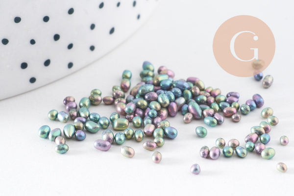 Sable verre gris irisé chips mineral 1~4mm non percé, x10gr (G1116)