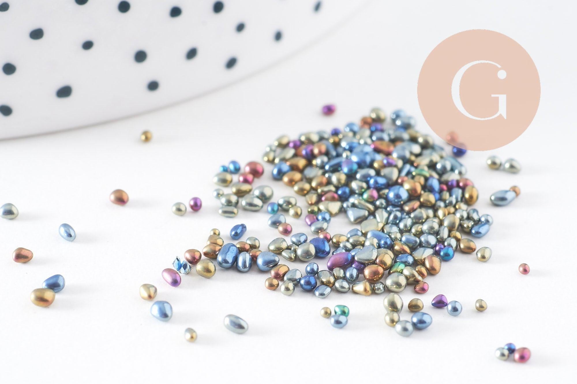 Sable verre multicolore irisé chips mineral 1-4mm non percé, x10gr (G1936)