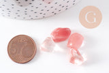 Sable verre quartz cerise roulée 5~10mm non percé, x20gr (G0397)
