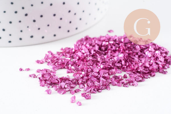 Sable verre rose fuchsia métallisé 1-1.5mm non percé, x10gr (G1460)